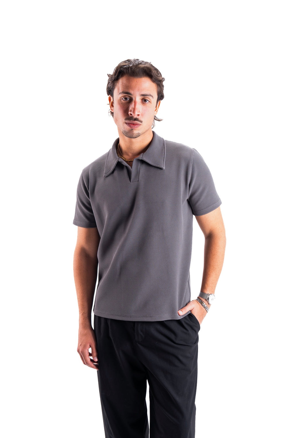 Grey Essential Textured Polo