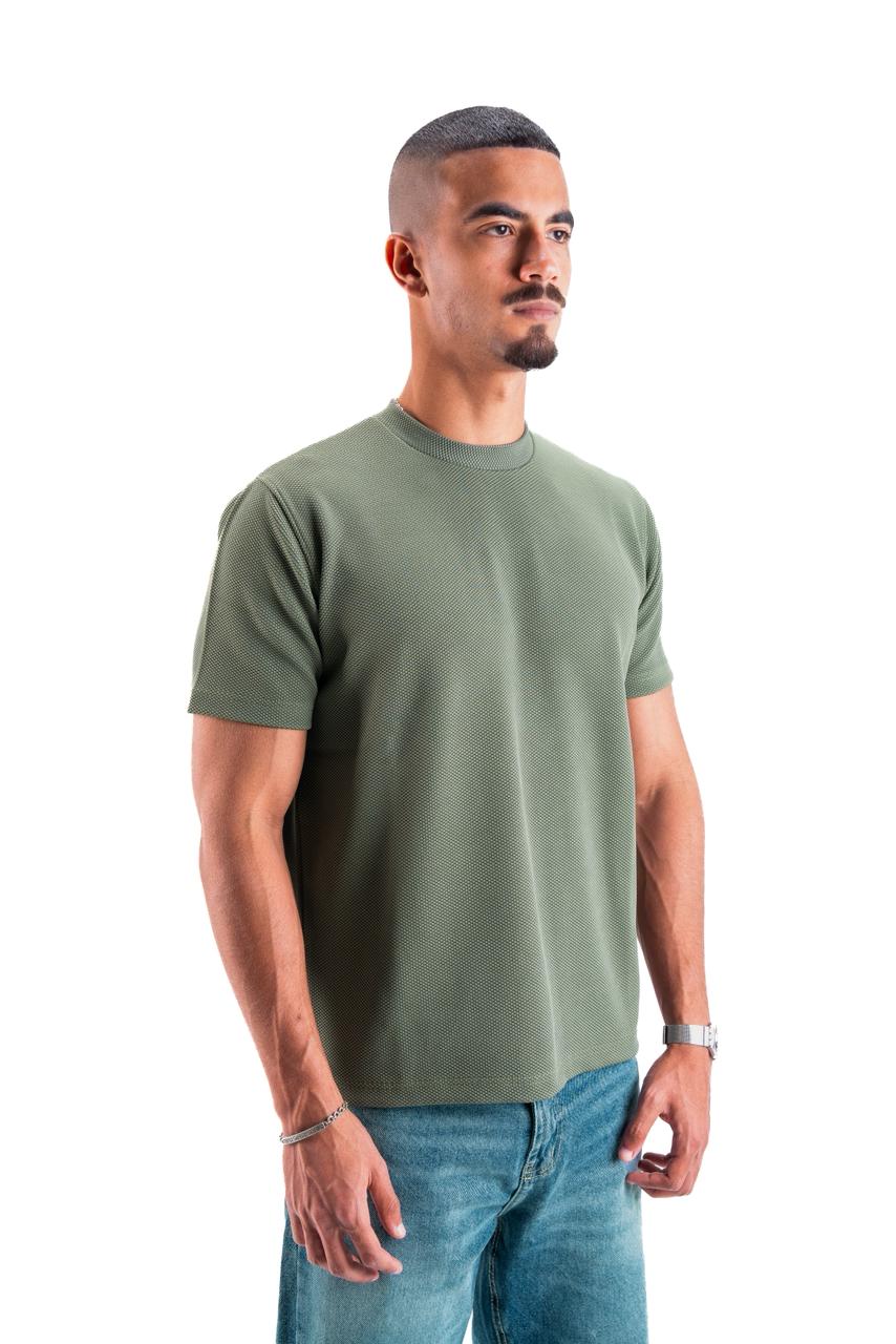 Olive Essential Textured round t.shirt