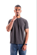 Grey Essential Textured round t.shirt