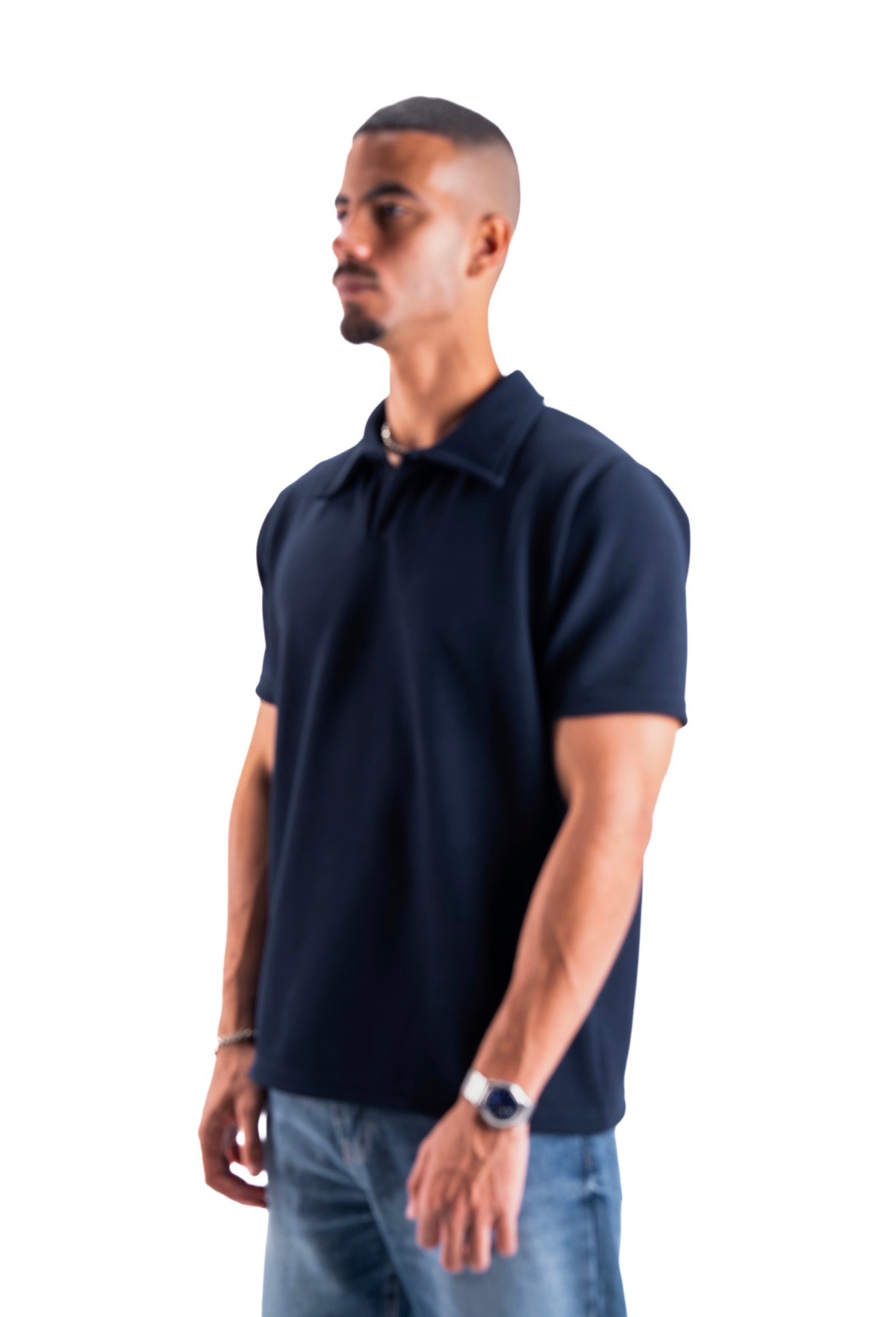 Navy Essential Textured Polo