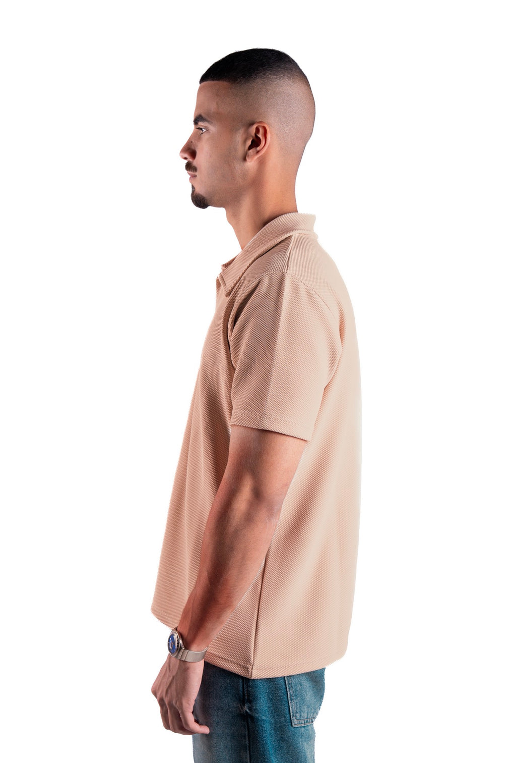 Nude Beige Essential Textured Polo
