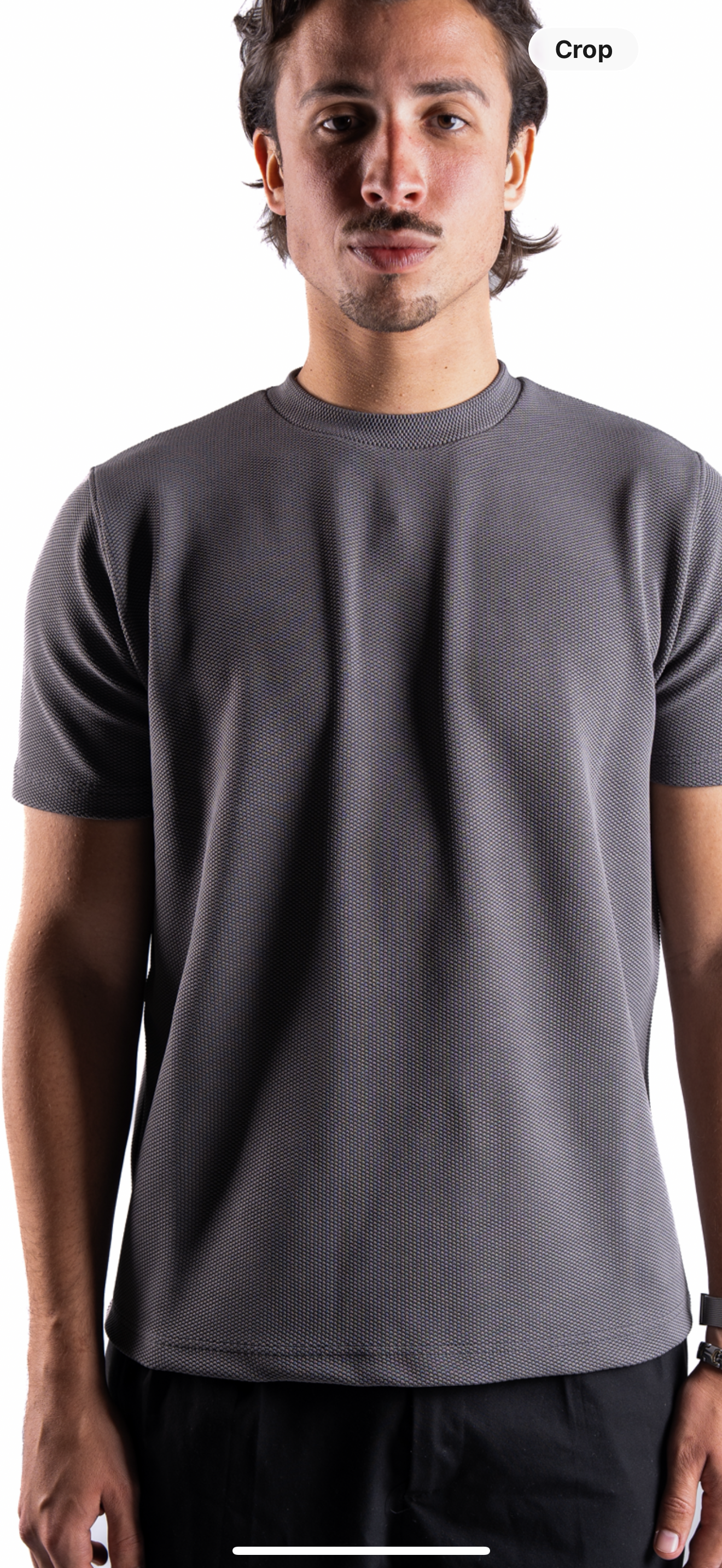 Grey Essential Textured round t.shirt