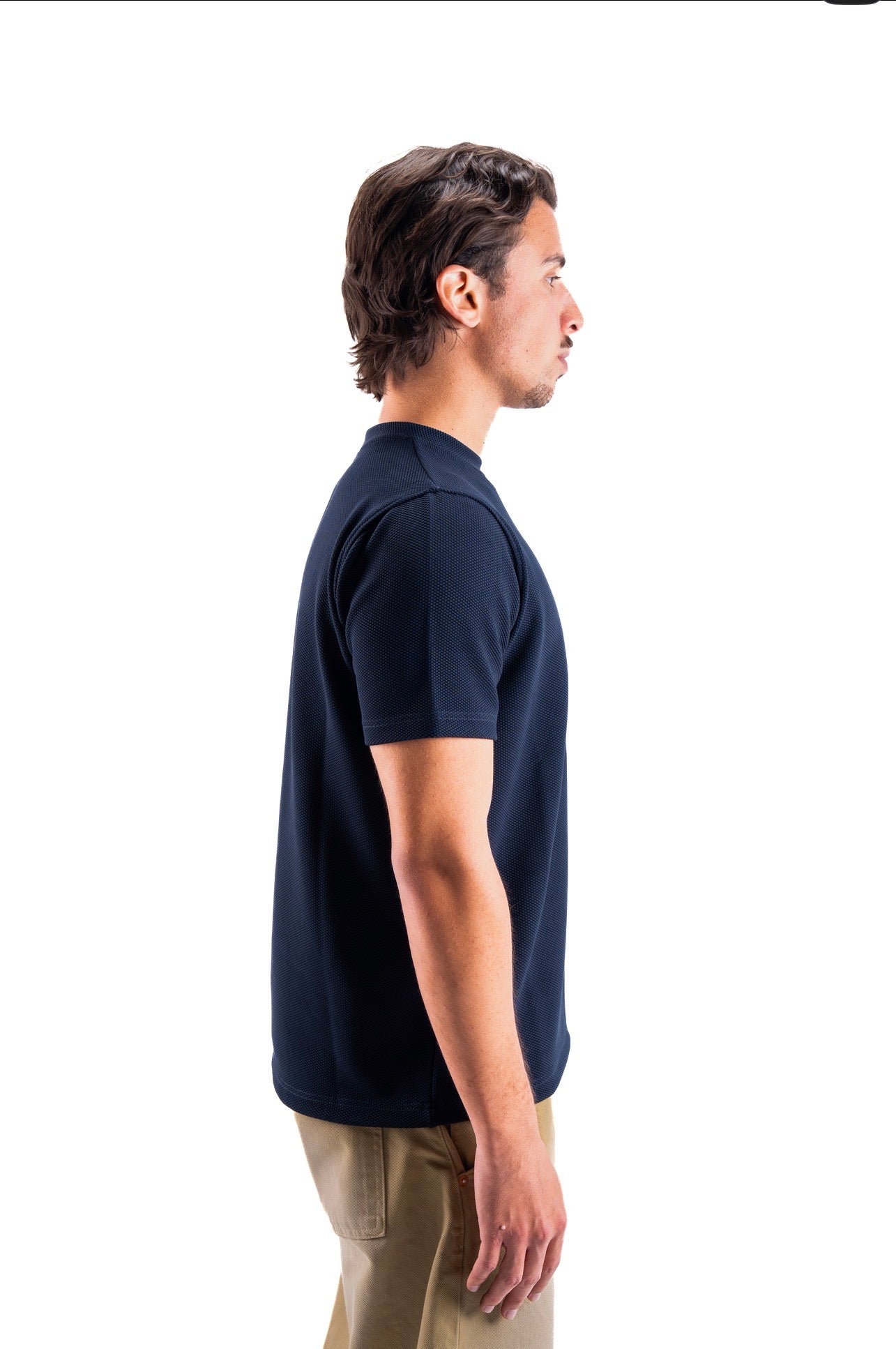 Navy Essential Textured round t.shirt