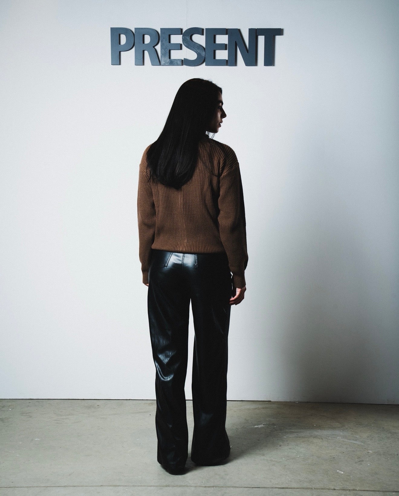 Women brown knitted jacket