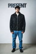 Men black leather jacket
