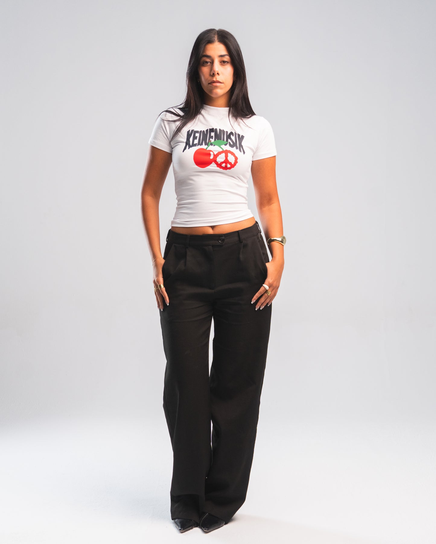 KM cherry white top