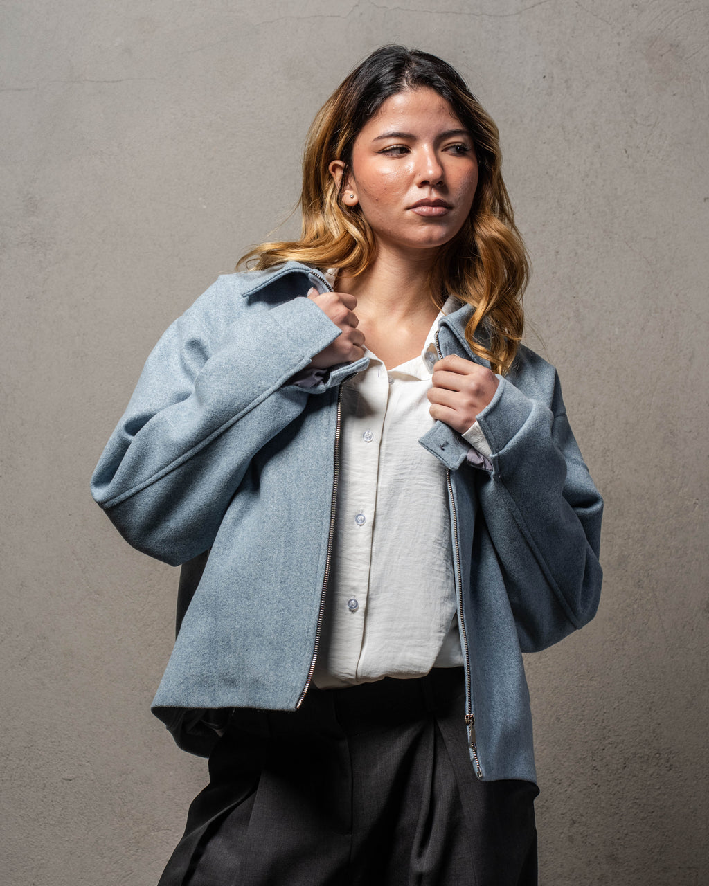 Baby Blue Cropped Jacket