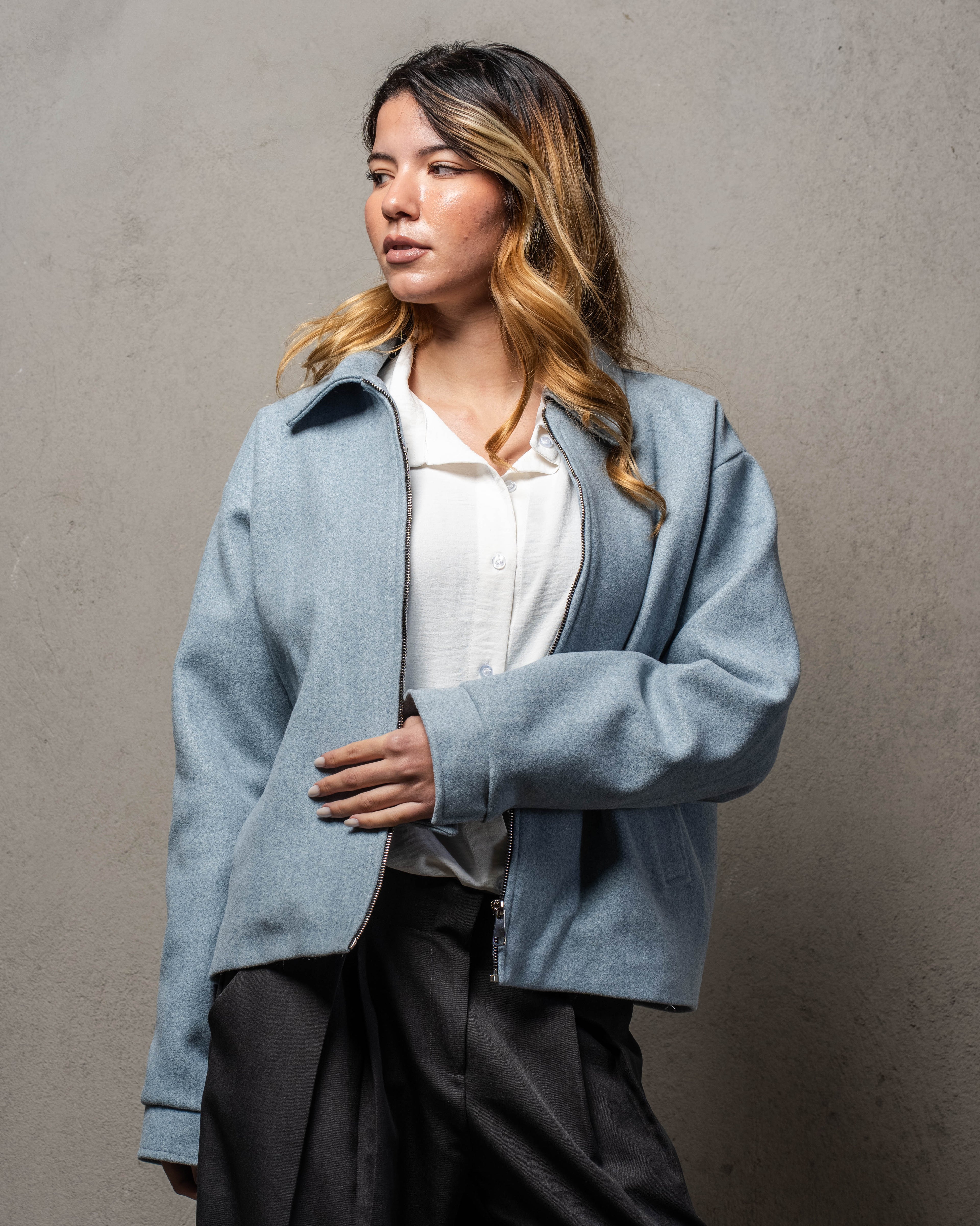 Baby Blue Cropped Jacket