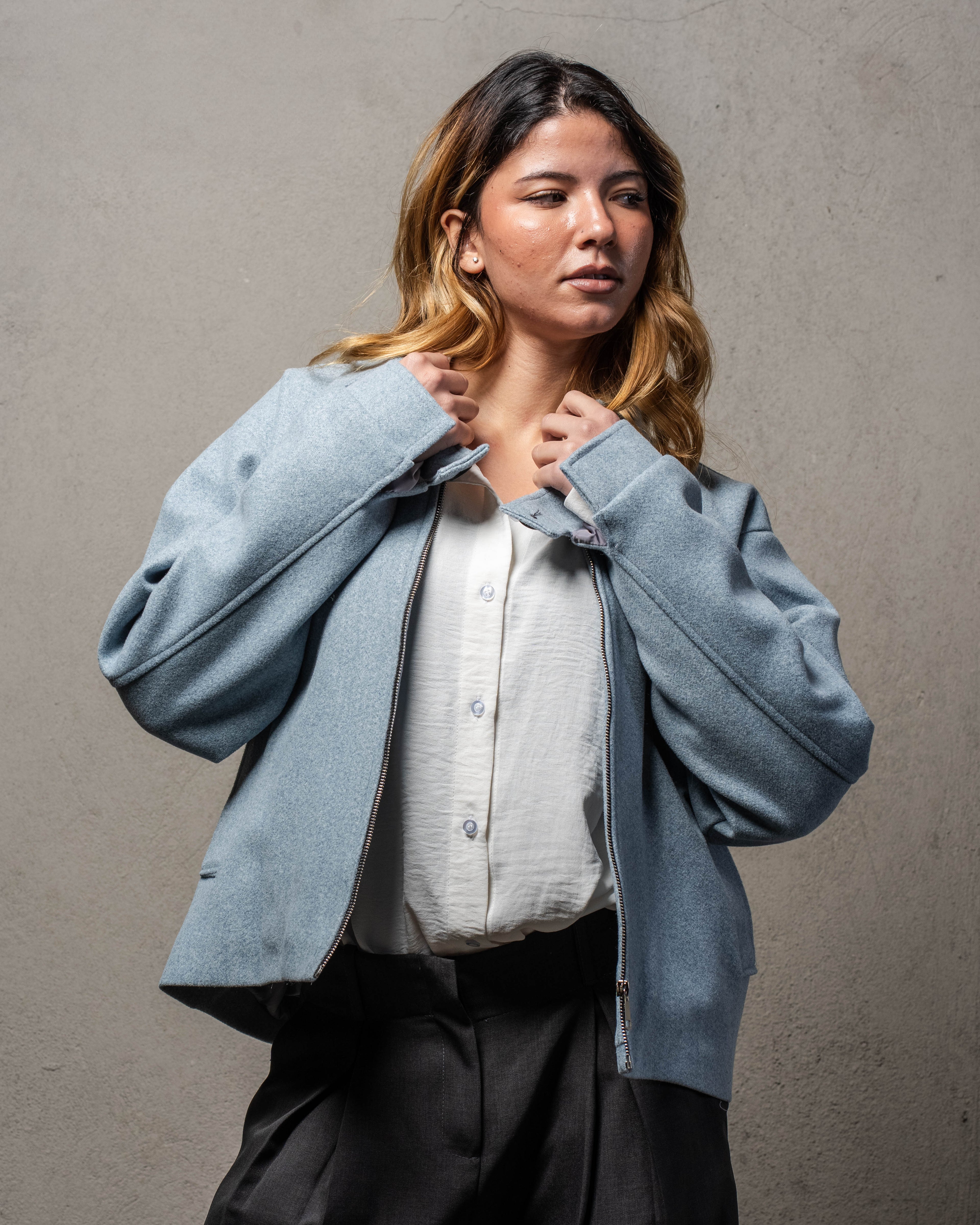 Baby Blue Cropped Jacket