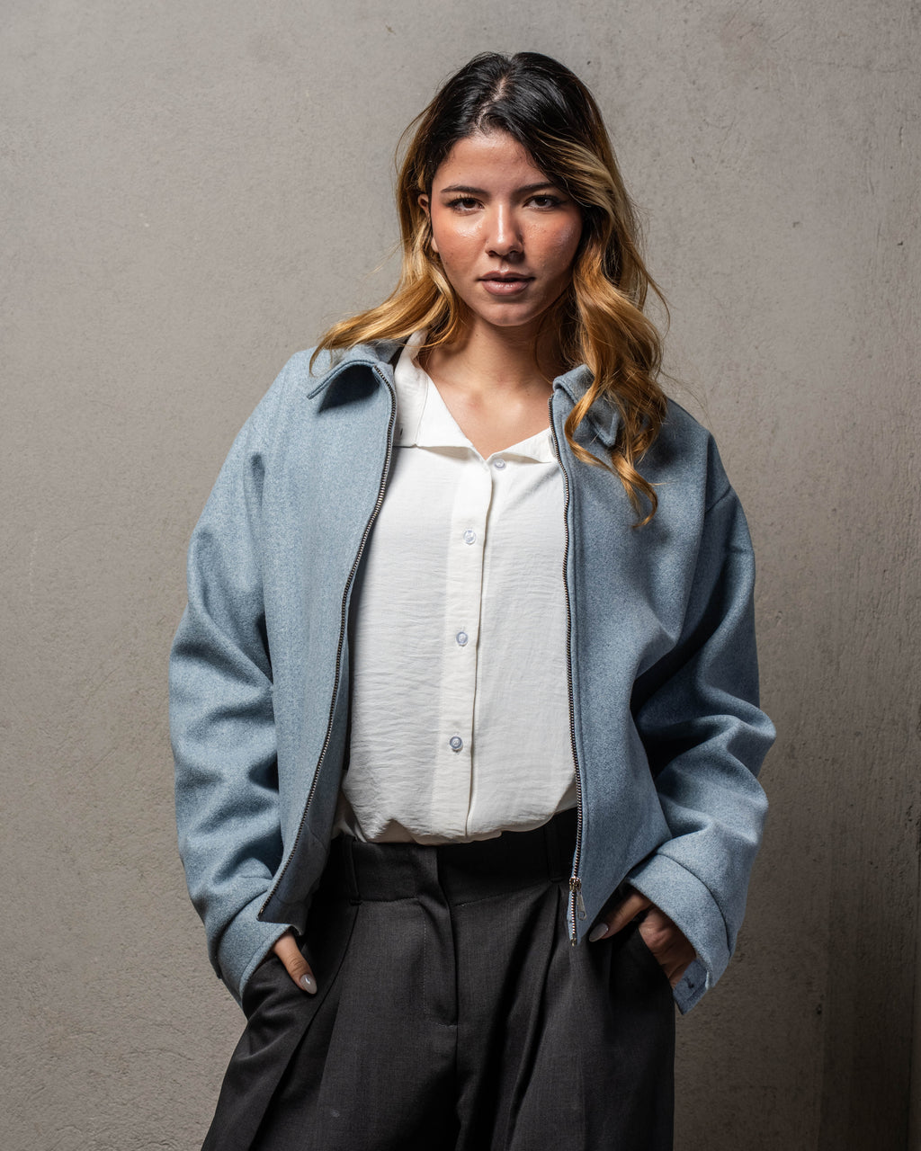 Baby Blue Cropped Jacket