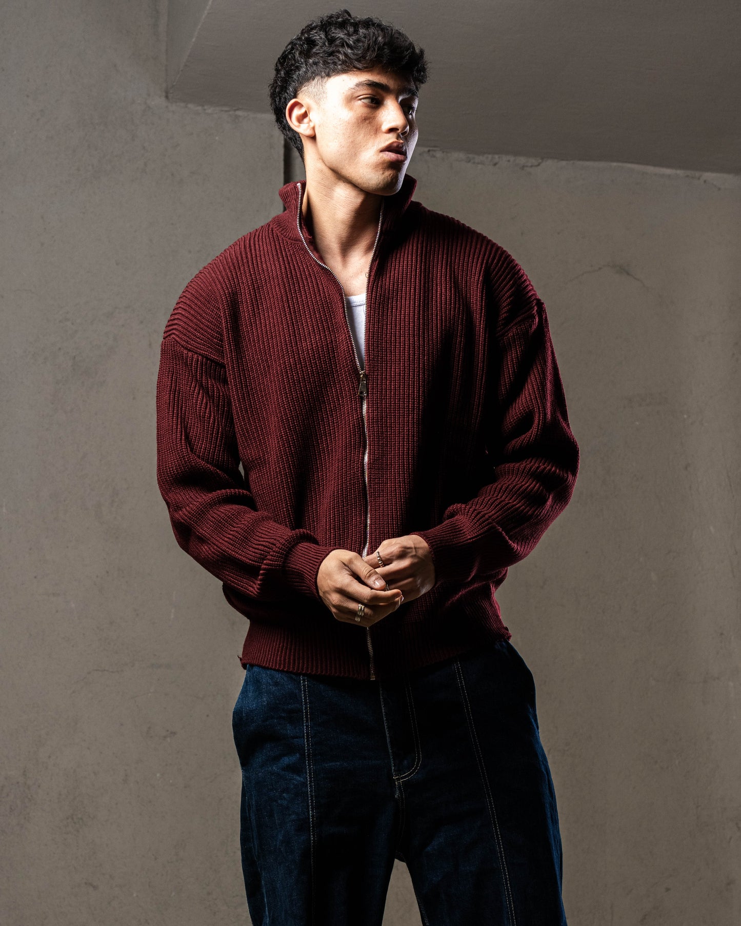 Burgundy Knitted Jacket