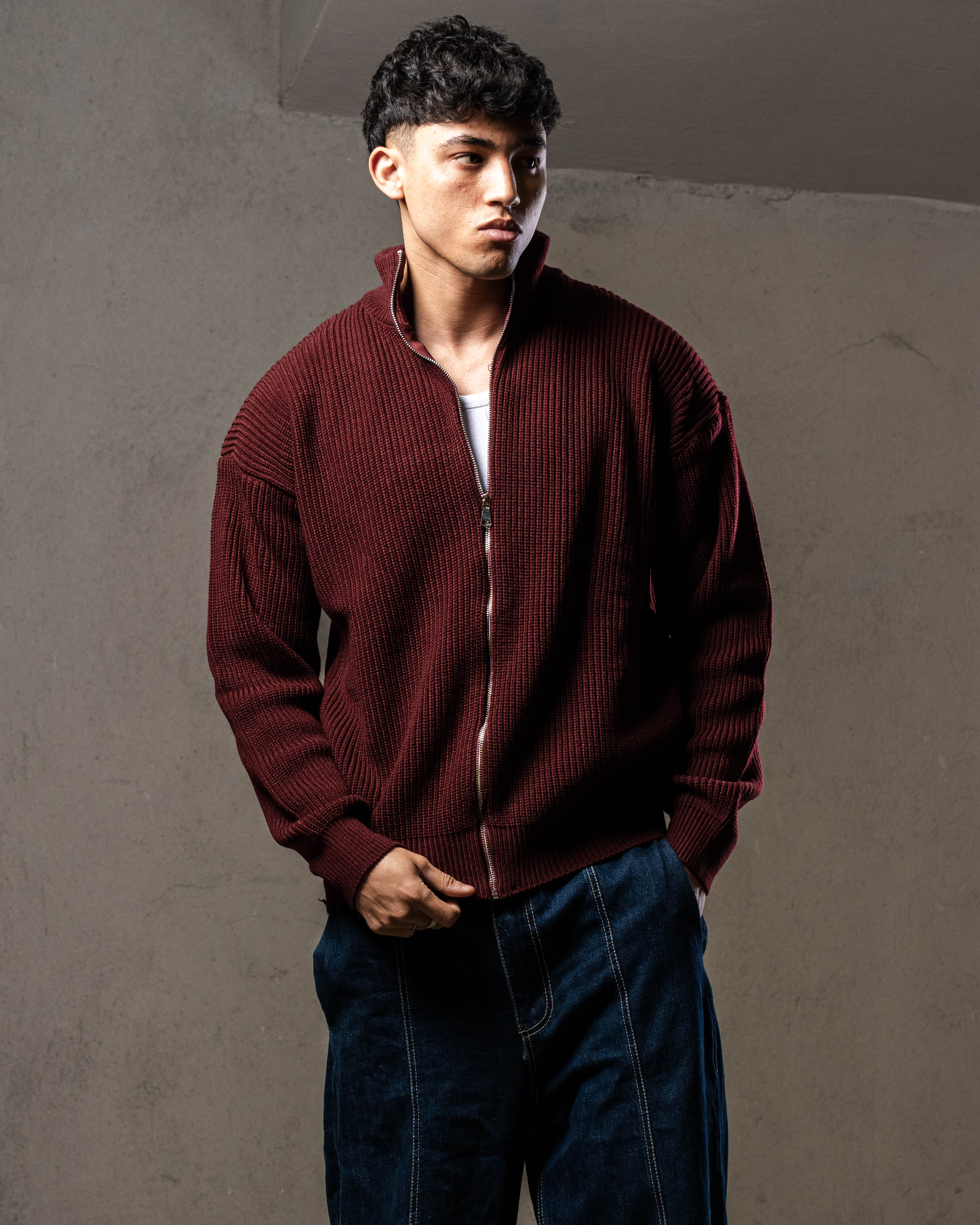 Burgundy Knitted Jacket