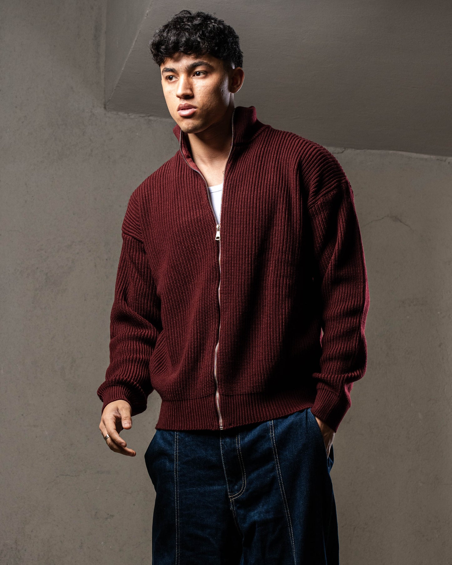 Burgundy Knitted Jacket