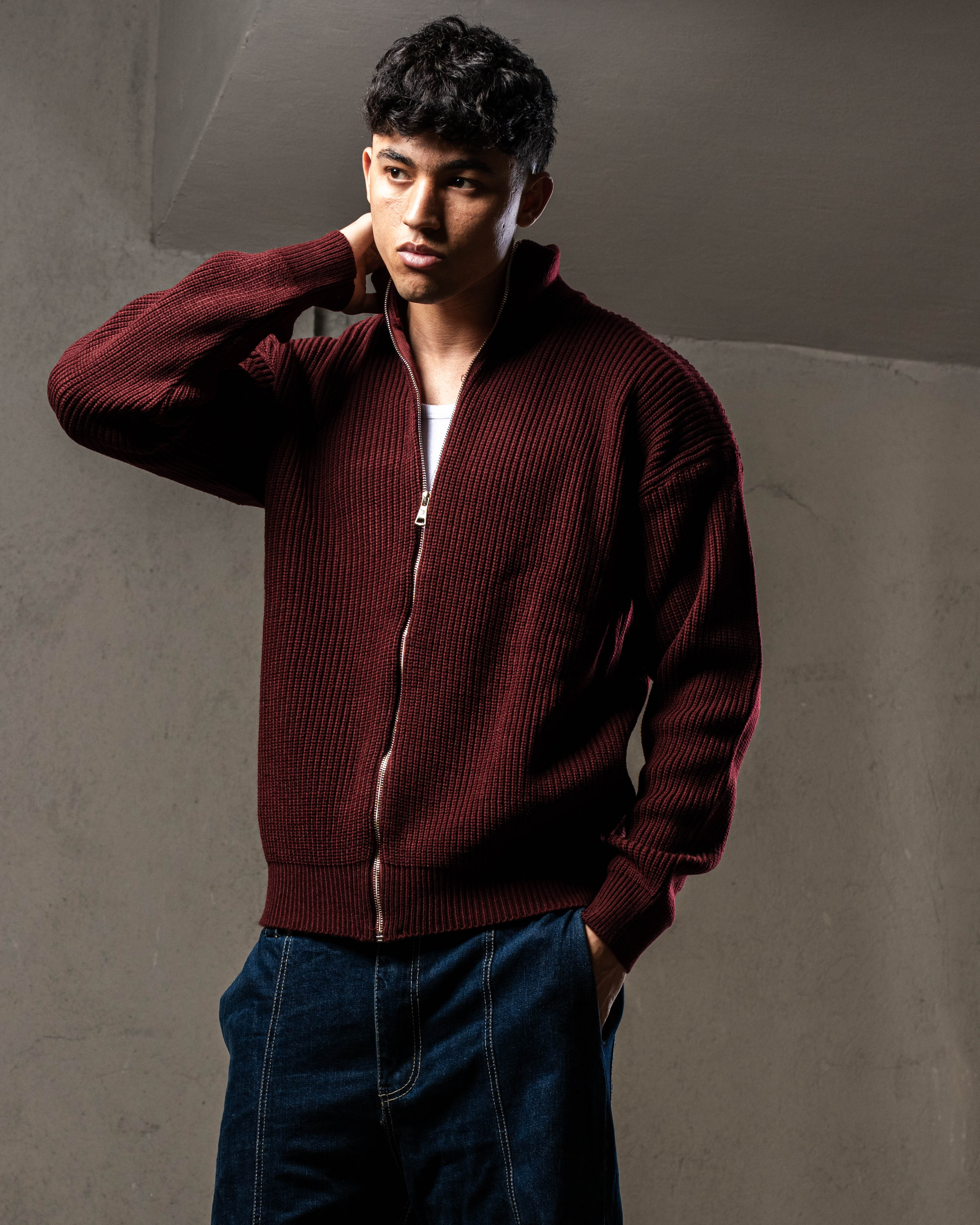 Burgundy Knitted Jacket