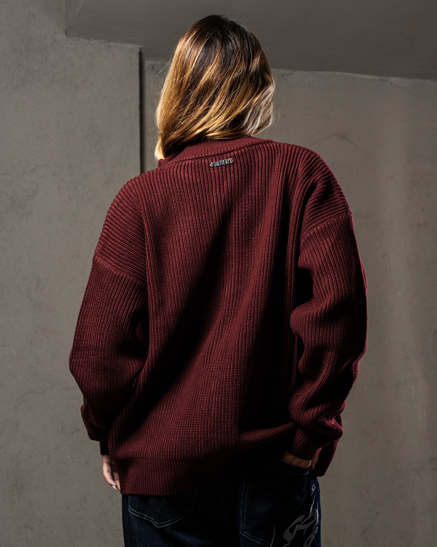 Burgundy Knitted Jacket